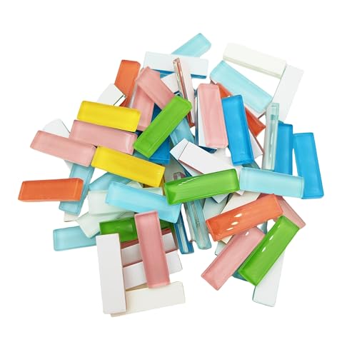 Mosaik-Buntglas-Streifen, DIY zum Basteln, 200 g, klare Mosaikstücke, Buntglas-Handwerk, DIY, Hobbys, Kunst, Handwerk, Material (Mischfarbe, 3,2 cm) von BTMIEY