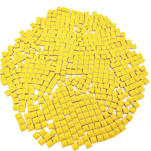Quadratische Keramik-Mosaikfliesen, 500 Stück, 1 x 1 cm, handgefertigt, kreative Mikro-Mosaikstücke für Liebhaber, DIY-Mosaikprojekte und Heimdekorationen (gelb) von BTMIEY