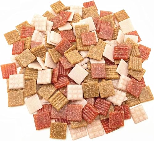 Quarz-Mosaikfliesen,500g, 2 cm, mehrfarbige Mosaiksteine, Steine für DIY-Mosaikherstellung, Handwerk, Hobby, Kunst, Heimdekoration (Mix Orange) von BTMIEY