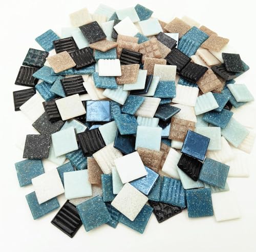Quarz-Mosaikfliesen, 500 g, 2 cm, mehrfarbige Mosaiksteine, Steine für DIY-Mosaikherstellung, Handwerk, Hobby, Kunst, Heimwanddekoration (Mix weiß schwarz) von BTMIEY