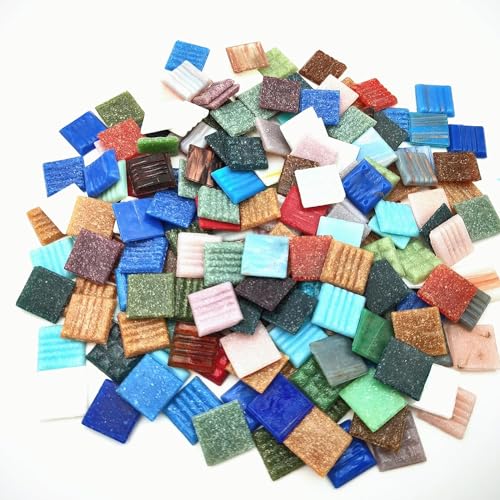 Quarz-Mosaikfliesen, 500 g, 2 cm, mehrfarbige Mosaiksteine, Steine für DIY-Mosaikherstellung, Handwerk, Hobby, Kunst, Heimdekoration (Mischfarbe) von BTMIEY