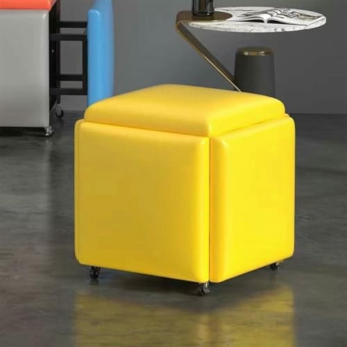 BTOIASYHF 5 In 1 Leder Sitz Würfel Mit Schwenkrollen Stapelbares Sofa Stuhl Hocker Nesting Fußhockel Abnehmbarer Fußhockel von BTOIASYHF