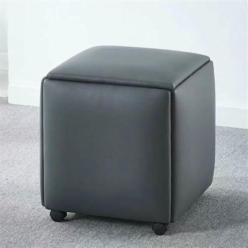 BTOIASYHF 5 In 1 Leder Sitz Würfel Mit Schwenkrollen Stapelbares Sofa Stuhl Hocker Nesting Fußhockel Abnehmbarer Fußhockel von BTOIASYHF