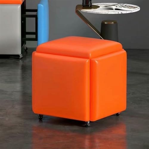 BTOIASYHF 5 In 1 Leder Sitz Würfel Mit Schwenkrollen Stapelbares Sofa Stuhl Hocker Nesting Fußhockel Abnehmbarer Fußhockel von BTOIASYHF