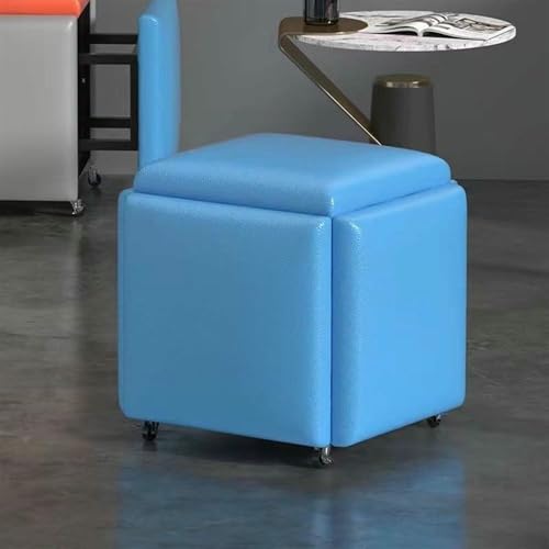BTOIASYHF 5 In 1 Leder Sitz Würfel Mit Schwenkrollen Stapelbares Sofa Stuhl Hocker Nesting Fußhockel Abnehmbarer Fußhockel von BTOIASYHF