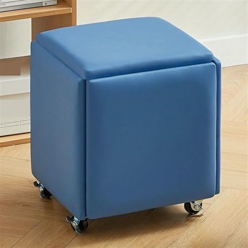 BTOIASYHF 5 In 1 Nesting Osmanischer Würfel Stuhl, Stapelbares Sofa Stuhl Hocker, Leder Quadrat Osmanische Bank, Fußhocker Mit Rädern Für Wohnzimmer, Esszimmer von BTOIASYHF
