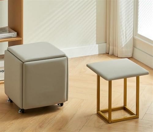 BTOIASYHF 5 In 1 Nesting Ottoman Cube Stuhl, Hocker Würfel, Beweglicher Fußhockel, Stapelbares Sofa Stuhl Hocker, Rollstuhl Für Wohnzimmer Schlafzimmer von BTOIASYHF