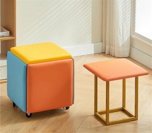 BTOIASYHF 5 In 1 Nesting Ottoman Cube Stuhl, Hocker Würfel, Beweglicher Fußhockel, Stapelbares Sofa Stuhl Hocker, Rollstuhl Für Wohnzimmer Schlafzimmer von BTOIASYHF