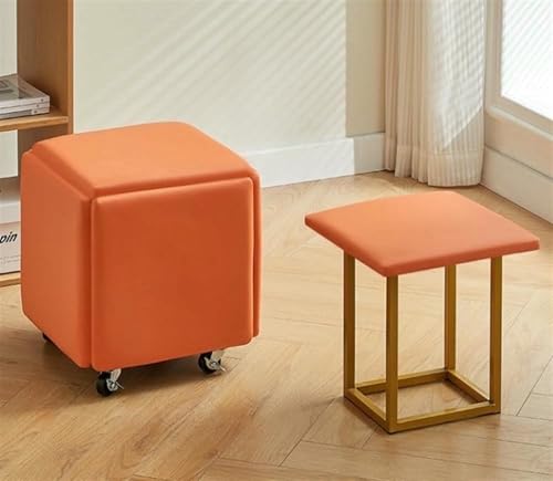 BTOIASYHF 5 In 1 Nesting Ottoman Cube Stuhl, Hocker Würfel, Beweglicher Fußhockel, Stapelbares Sofa Stuhl Hocker, Rollstuhl Für Wohnzimmer Schlafzimmer von BTOIASYHF