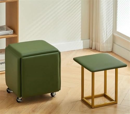 BTOIASYHF 5 In 1 Nesting Ottoman Cube Stuhl, Hocker Würfel, Beweglicher Fußhockel, Stapelbares Sofa Stuhl Hocker, Rollstuhl Für Wohnzimmer Schlafzimmer von BTOIASYHF