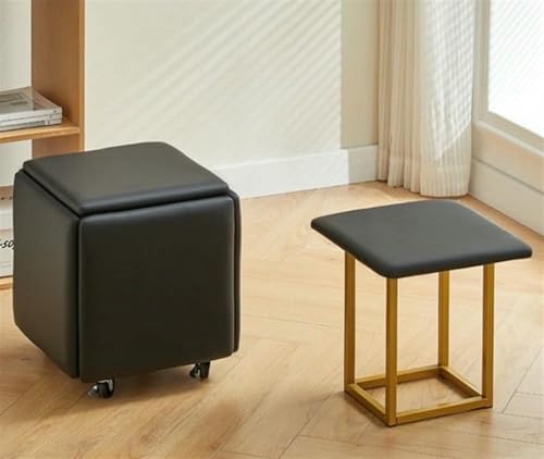 BTOIASYHF 5 In 1 Nesting Ottoman Cube Stuhl, Hocker Würfel, Beweglicher Fußhockel, Stapelbares Sofa Stuhl Hocker, Rollstuhl Für Wohnzimmer Schlafzimmer von BTOIASYHF