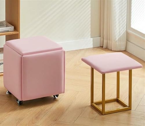 BTOIASYHF 5 In 1 Nesting Ottoman Cube Stuhl, Hocker Würfel, Beweglicher Fußhockel, Stapelbares Sofa Stuhl Hocker, Rollstuhl Für Wohnzimmer Schlafzimmer von BTOIASYHF