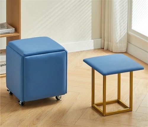 BTOIASYHF 5 In 1 Nesting Ottoman Cube Stuhl, Hocker Würfel, Beweglicher Fußhockel, Stapelbares Sofa Stuhl Hocker, Rollstuhl Für Wohnzimmer Schlafzimmer von BTOIASYHF