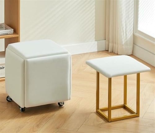 BTOIASYHF 5 In 1 Nesting Ottoman Cube Stuhl, Hocker Würfel, Beweglicher Fußhockel, Stapelbares Sofa Stuhl Hocker, Rollstuhl Für Wohnzimmer Schlafzimmer von BTOIASYHF