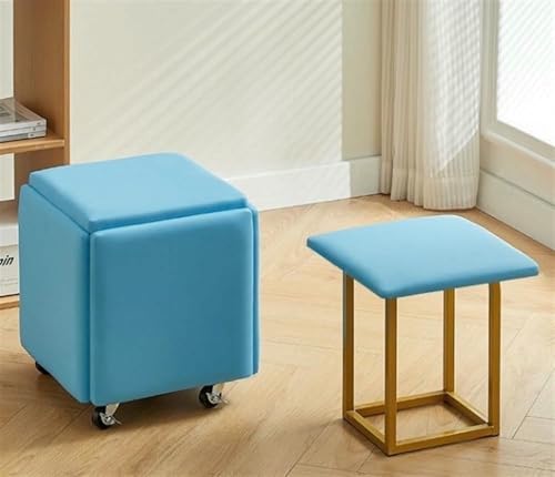 BTOIASYHF 5 In 1 Nesting Ottoman Cube Stuhl, Hocker Würfel, Beweglicher Fußhockel, Stapelbares Sofa Stuhl Hocker, Rollstuhl Für Wohnzimmer Schlafzimmer von BTOIASYHF