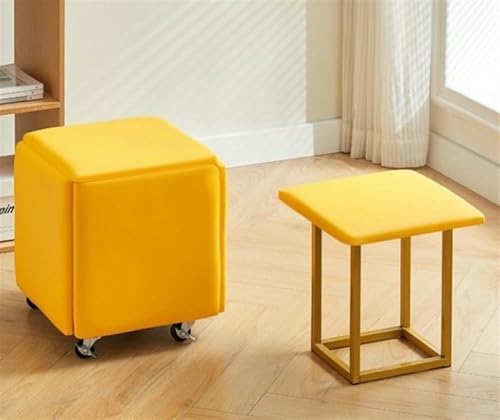 BTOIASYHF 5 In 1 Nesting Ottoman Cube Stuhl, Hocker Würfel, Beweglicher Fußhockel, Stapelbares Sofa Stuhl Hocker, Rollstuhl Für Wohnzimmer Schlafzimmer von BTOIASYHF