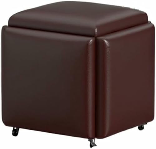 BTOIASYHF 5 In 1 PU Leder Sitz Würfel Mit Schwenkrollen Stapelbares Sofa Stuhl Dressing Stuhl Hocker Nesting Osmanischer Hocker Beweglicher Fußhockel Für Wohnzimmer Schlafzimmer Büro von BTOIASYHF