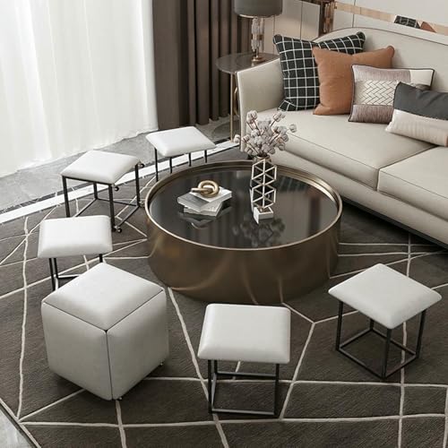 BTOIASYHF 5 In 1 PU Leder Sitzgelegenheiten Nesting Osmanischer Würfel Mit Schwenkbaren Rollen Stapelbarer Sofa Stuhl Stuhl Bewegliche Fußschemeldressingstuhl Für Wohnzimmer Schlafzimmer Farbenfroh von BTOIASYHF