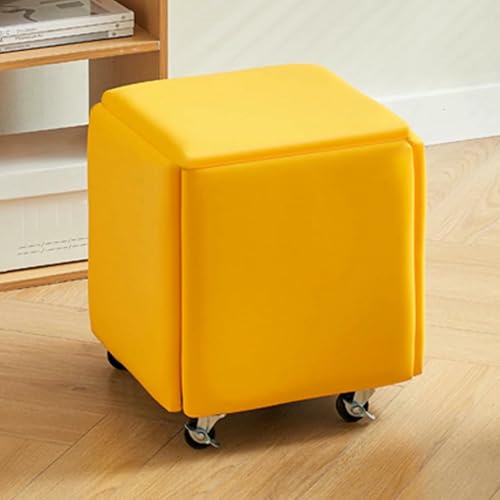 BTOIASYHF 5 In 1 PU Leder Sitzgelegenheiten Nesting Osmanischer Würfel Mit Schwenkbaren Rollen Stapelbarer Sofa Stuhl Stuhl Bewegliche Fußschemeldressingstuhl Für Wohnzimmer Schlafzimmer Farbenfroh von BTOIASYHF