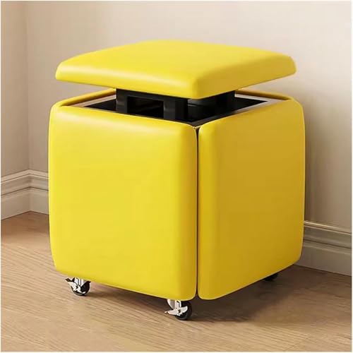 BTOIASYHF 5 In 1 PU -Leder -Sitzwürfel Mit Schwenkbaren Rollen, Stapelbarem Sofa -Stuhl Stuhlschulen Nisting Osmanischer Hocker Beweglicher Fußschemel -Dressing Für Wohnzimmer von BTOIASYHF