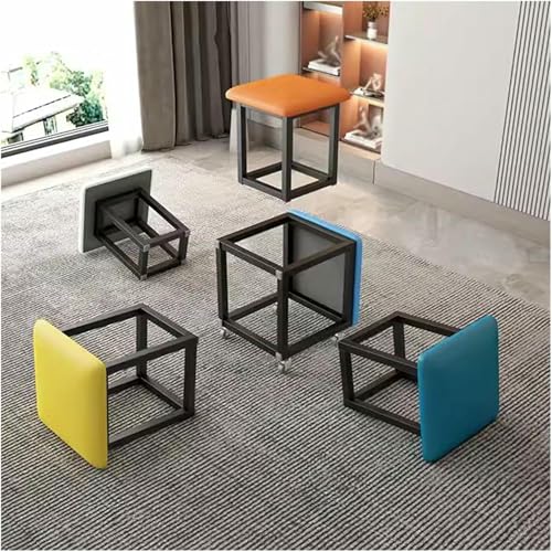BTOIASYHF 5 In 1 PU -Leder -Sitzwürfel Mit Schwenkbaren Rollen, Stapelbarem Sofa -Stuhl Stuhlschulen Nisting Osmanischer Hocker Beweglicher Fußschemel -Dressing Für Wohnzimmer von BTOIASYHF
