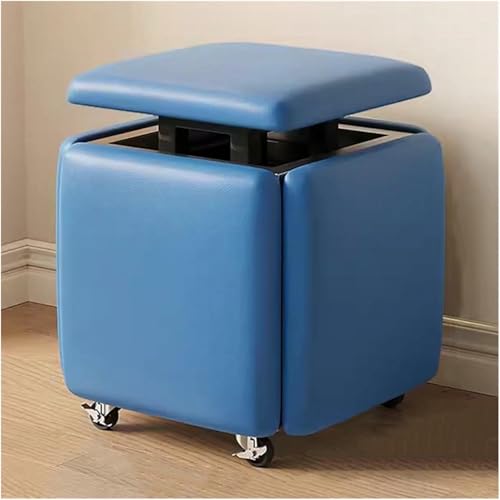 BTOIASYHF 5 In 1 PU -Leder -Sitzwürfel Mit Schwenkbaren Rollen, Stapelbarem Sofa -Stuhl Stuhlschulen Nisting Osmanischer Hocker Beweglicher Fußschemel -Dressing Für Wohnzimmer von BTOIASYHF