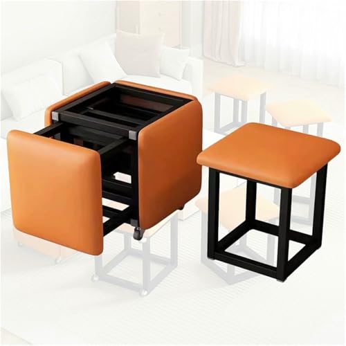 BTOIASYHF 5 In 1 PU -Leder -Sitzwürfel Mit Schwenkbaren Rollen, Stapelbarem Sofa -Stuhl Stuhlschulen Nisting Osmanischer Hocker Beweglicher Fußschemel -Dressing Für Wohnzimmer von BTOIASYHF