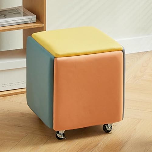 BTOIASYHF 5 In 1 PU Ledersitz Nesting Osmanischer Würfel Mit Schwenkrollen Stapelbares Sofa Stuhl Hocker Beweglicher Fußhockel Dressing Stuhl Für Wohnzimmer Schlafzimmer von BTOIASYHF