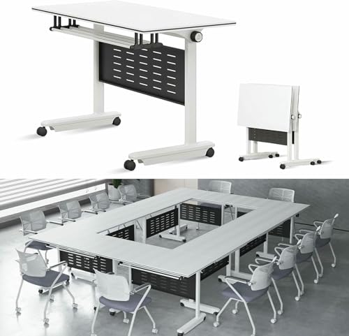BTOIASYHF Faltkonferenztisch, Konferenzräume Trainingsräume Flip Top Mobile Trainingstisch, Faltbare Besprechungstische Mit Stillen Rädern, Geeignet Für Den Klassenzimmer Im Büro von BTOIASYHF