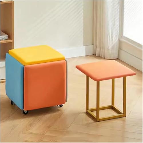 BTOIASYHF Hocker Würfel 5 In 1 Sitz Würfel Mit Schwenkrollen,Stapelbares Sofa Stuhl Hocker Nesting Ottoman Hocker,Beweglicher Fußstuhl Rollstuhl Für Wohnzimmer von BTOIASYHF
