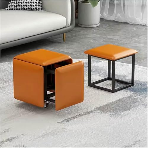 BTOIASYHF Hocker Würfel 5 In 1 Sitz Würfel Mit Schwenkrollen,Stapelbares Sofa Stuhl Hocker Nesting Ottoman Hocker,Beweglicher Fußstuhl Rollstuhl Für Wohnzimmer von BTOIASYHF