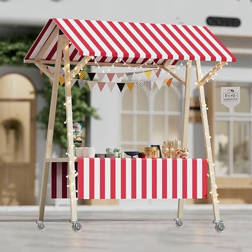 BTOIASYHF Mobile Food Cart Mit Dachbahn Für EIS & Snacks, Klappbarer Pushcart Stall, Holz-Hot-Dog-Kiosk; Tragbare Veranstaltungsanzeige BTOIASYHF Mobile Food Cart Mit Dachbahn Für EIS & Snacks, Klappbarer Pushcart Stall, Holz-Hot-Dog-Kiosk; Tragbare Veranstaltungsanzeige von BTOIASYHF