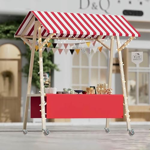 BTOIASYHF Mobile Food Cart Mit Dachbahn Für EIS & Snacks, Klappbarer Pushcart Stall, Holz-Hot-Dog-Kiosk; Tragbare Veranstaltungsanzeige BTOIASYHF Mobile Food Cart Mit Dachbahn Für EIS & Snacks, Klappbarer Pushcart Stall, Holz-Hot-Dog-Kiosk; Tragbare Veranstaltungsanzeige von BTOIASYHF
