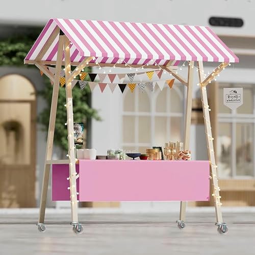 BTOIASYHF Mobile Food Cart Mit Dachbahn Für EIS & Snacks, Klappbarer Pushcart Stall, Holz-Hot-Dog-Kiosk; Tragbare Veranstaltungsanzeige BTOIASYHF Mobile Food Cart Mit Dachbahn Für EIS & Snacks, Klappbarer Pushcart Stall, Holz-Hot-Dog-Kiosk; Tragbare Veranstaltungsanzeige von BTOIASYHF