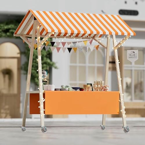 BTOIASYHF Mobile Food Cart Mit Dachbahn Für EIS & Snacks, Klappbarer Pushcart Stall, Holz-Hot-Dog-Kiosk; Tragbare Veranstaltungsanzeige BTOIASYHF Mobile Food Cart Mit Dachbahn Für EIS & Snacks, Klappbarer Pushcart Stall, Holz-Hot-Dog-Kiosk; Tragbare Veranstaltungsanzeige von BTOIASYHF