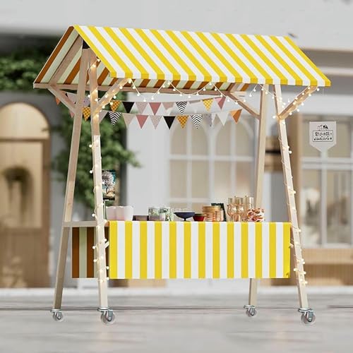BTOIASYHF Mobile Food Cart Mit Dachbahn Für EIS & Snacks, Klappbarer Pushcart Stall, Holz-Hot-Dog-Kiosk; Tragbare Veranstaltungsanzeige BTOIASYHF Mobile Food Cart Mit Dachbahn Für EIS & Snacks, Klappbarer Pushcart Stall, Holz-Hot-Dog-Kiosk; Tragbare Veranstaltungsanzeige von BTOIASYHF