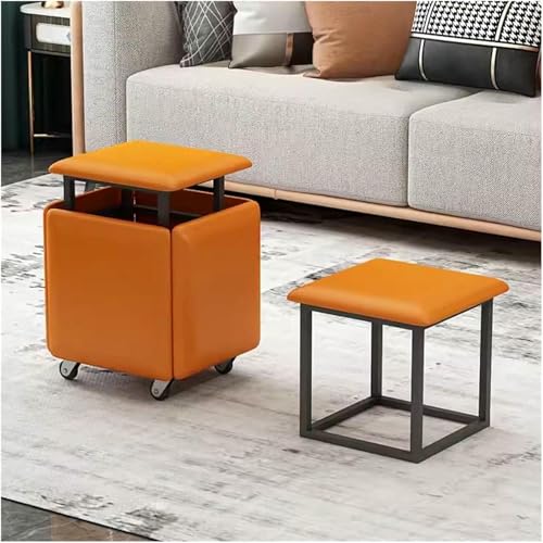 BTOIASYHF Stapelbarer Sofa -Stuhlhocker 5 In 1 Sitzplattenschemel Mit Rädern, Nisting Osmanischer Hock von BTOIASYHF