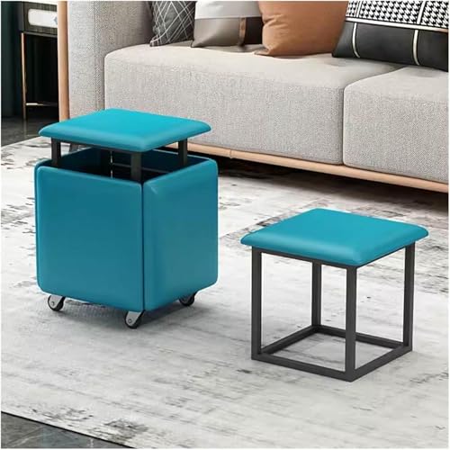 BTOIASYHF Stapelbarer Sofa -Stuhlhocker 5 In 1 Sitzplattenschemel Mit Rädern, Nisting Osmanischer Hock von BTOIASYHF