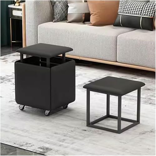 BTOIASYHF Stapelbarer Sofa -Stuhlhocker 5 In 1 Sitzplattenschemel Mit Rädern, Nisting Osmanischer Hock von BTOIASYHF
