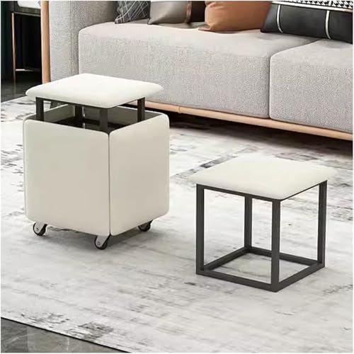 BTOIASYHF Stapelbarer Sofa -Stuhlhocker 5 In 1 Sitzplattenschemel Mit Rädern, Nisting Osmanischer Hock von BTOIASYHF