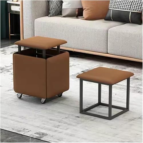 BTOIASYHF Stapelbarer Sofa -Stuhlhocker 5 In 1 Sitzplattenschemel Mit Rädern, Nisting Osmanischer Hock von BTOIASYHF