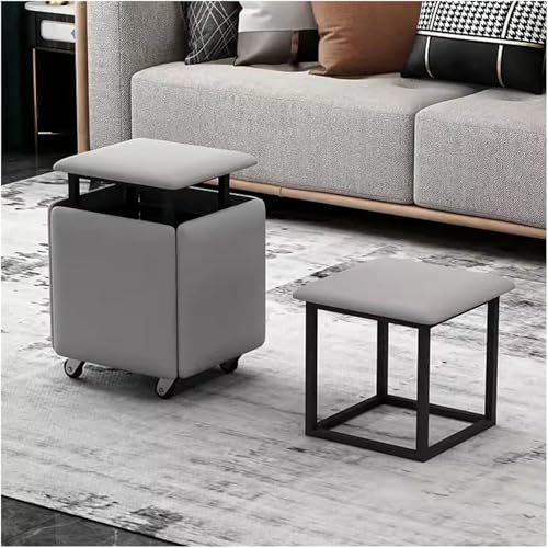 BTOIASYHF Stapelbarer Sofa -Stuhlhocker 5 In 1 Sitzplattenschemel Mit Rädern, Nisting Osmanischer Hock von BTOIASYHF