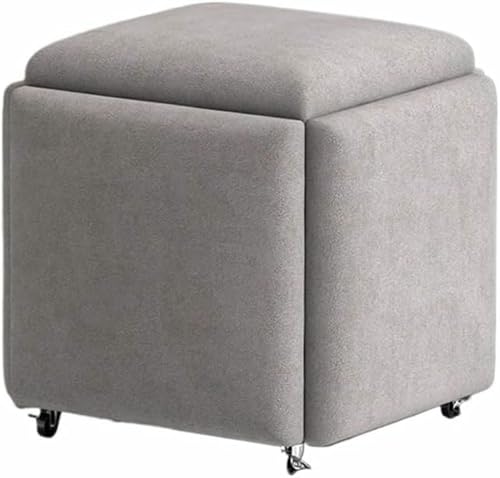 BTOIASYHF Stapelbares Sofa Stuhl Hocker, 5 In 1 14in Sitz Würfel Fußhockel Mit Rädern, Dressing Stuhl Für Wohnzimmer Schlafzimmer von BTOIASYHF