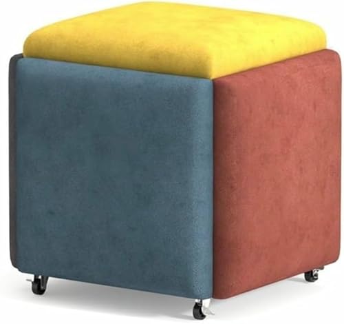 BTOIASYHF Stapelbares Sofa Stuhl Hocker, 5 In 1 14in Sitz Würfel Fußhockel Mit Rädern, Dressing Stuhl Für Wohnzimmer Schlafzimmer von BTOIASYHF