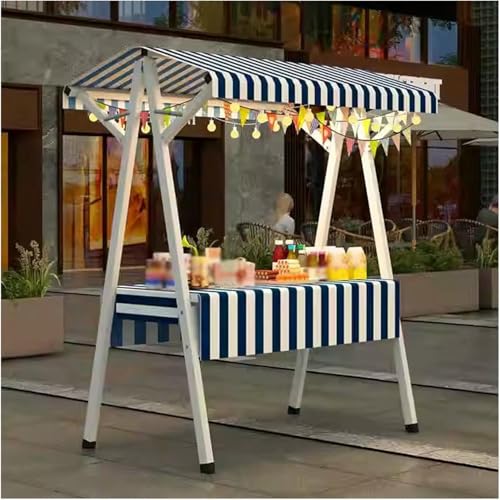 BTOIASYHF Tragbarer Eiswagen Mit Markise, Klappbarer Straßenverkäufer Kiosk Auf Rädern, Beweglicher Lebensmittelstand Für Snacks, Getränke, Obst & Kuchen von BTOIASYHF