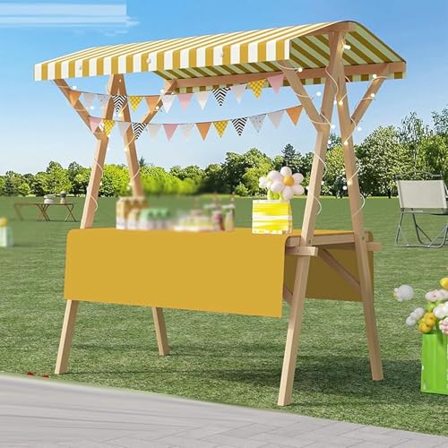 BTOIASYHF Tragbarer Lebensmittelwagen Mit Dachboden - Klappbarer Holz Ständ Für Straßenmärkte, Messen Und Messen - Obst & Blumen Display Stand von BTOIASYHF