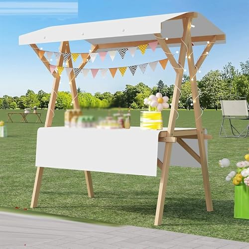 BTOIASYHF Tragbarer Lebensmittelwagen Mit Dachboden - Klappbarer Holz Ständ Für Straßenmärkte, Messen Und Messen - Obst & Blumen Display Stand von BTOIASYHF