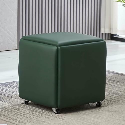 BTOIASYHF Würfel Nesting Sofa Stuhl 5 In 1, Leder Quadrat Osmanische Bank, Kombination Hocker, Stapelbare Sofa Stuhl Hocker, Leder Quadrat Osmanische Mit Rädern von BTOIASYHF