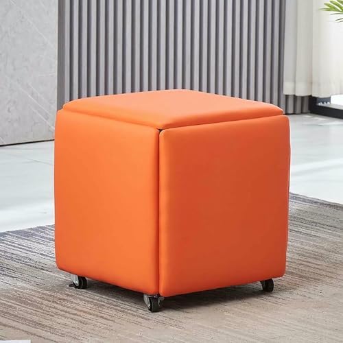 BTOIASYHF Würfel Nesting Sofa Stuhl 5 In 1, Leder Quadrat Osmanische Bank, Kombination Hocker, Stapelbare Sofa Stuhl Hocker, Leder Quadrat Osmanische Mit Rädern von BTOIASYHF