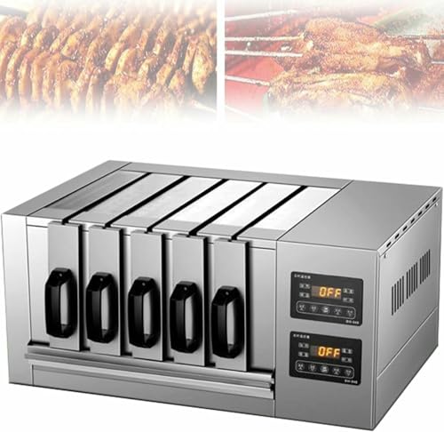 Commercial Vertical Schewers Oven, 4200W Edelstahl Electric Grill Box, Verstellbare Temperatur 0-300°C, Kapazität 5x10 Schewers, Mit Ölablaufschale von BTOIASYHF